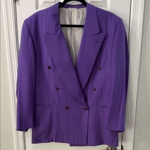 By Kashani Take 6 Bold Silk Purple Men's double breasted Blazer Italian made